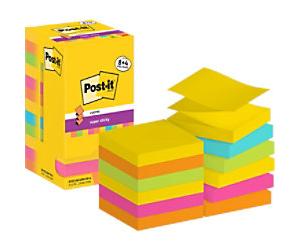 Post-it Super Sticky Z-Notes R330-SSCARN-P8+4 76x 76 mm 90 Sheets Per Pad Blue,Green,Orange,Pink,Yellow Pack of 12 (8+4 free)