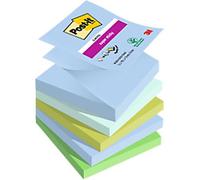 Post-it Super Sticky Z-Notes Square 76 x 76 mm Plain Blue, Green Oasis 90 5 Pieces of 90 Sheets