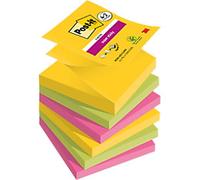 Post-it Super Sticky Z-Notes Square 76 x 76 mm Plain Green, Pink, Yellow Carnival 6 Pieces of 90 Sheets Value Pack 4 + 2 Free
