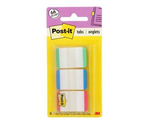 Post-it Tabs, 1 in, Lined, Green, Blue, Red, 22 Tabs/Color, 66 Tabs/On-The-Go Dispenser (686L-GBR)