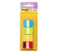 Post-it Tabs, 1 in Solid, Aqua, Lime, Yellow, Red, 22/Color, 88/Dispenser (686-ALYR1IN)