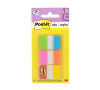 Post-it Tabs, 1 in Solid, Aqua, Yellow, Pink, Red, Green, Orange, 6/Color, 36/Dispenser (686-ALOPRYT)