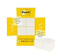 Post-it Transparent Notes, Pack of 12 Pads, 36 Sheets per Pad, 73 mm x 73 mm, Translucent and Repositionable, for Students and for Making Notes in Textbooks While Studying