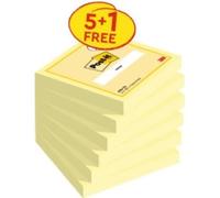 Post-it® Yellow Notes 76mm x 76mm 100 Sheets 5 Pads Plus 1 Free