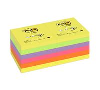 Post-it Z-Notes Assorted Neon Colours, Pack of 12 Pads, 100 Sheets per Pad, 76 m