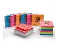 Post-it Z-Notes Dispenser PRO White + Post-it Super Sticky Z-Notes Assorted Colours, 12 Pads, 76 mm x 76 mm, 90 Sheets per Pad - Self-Sticking Notes for Walls, Monitors and Fridge