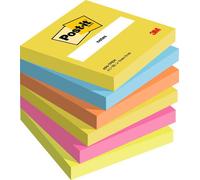Post-itÃƒâ€šÃ‚Â® Notes Energetic Colour Collection 76 mm x 76 mm 100 Sheets/Pad 6 Pads/Pack 100% PEFC SGSCH-PEFC-COC-110078