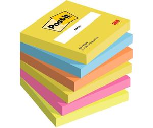 Post-itÃƒâ€šÃ‚Â® Notes Energetic Colour Collection 76 mm x 76 mm 100 Sheets/Pad 6 Pads/Pack 100% PEFC SGSCH-PEFC-COC-110078
