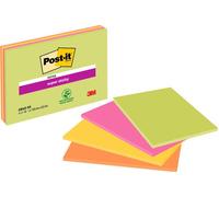 Post-itÃƒâ€šÃ‚Â® Super Sticky Meeting Notes Assorted Neon Colours 203 mm x 152 mm 45 Sheets/Pad 4 Pads/Pack 100% PEFC SGSCH-PEFC-COC-110078