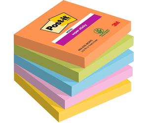 Post-itÃƒâ€šÃ‚Â® Super Sticky Notes Boost Colour Collection 76 mm x 76 mm 90 Sheets/Pad 5 Pads/Pack 100% PEFC SGSCH-PEFC-COC-110078
