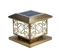 Post Light IP54 Outdoor LED Garden Light Solar Post Lamp Fixture Square Full Copper Column Headlight Lawn Lamp Street Light Post Cap Light European Style Wall Head Gate Pillar Deck Lighting ( 40*40cm)