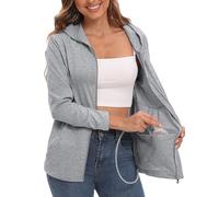 Post Mastectomy Shirts with Drain Pockets Breast Mastectomy Recovery Must Haves Soft Long Sleeve Zip Up Shirts Clothing, Heather Grey, Medium