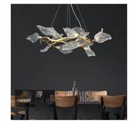 Post-Modern Leaf Pendant Chandelier Above Dining Table Luxury Living Room French Resin Leaf Ceiling Pendant Lamp Kitchen Bedroom,Hanging Light(Changeable,D120CM)