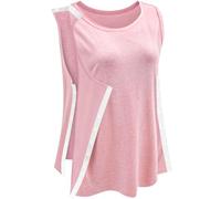 Post Shoulder Surgery for womenTank Top Adaptive Tops with Snap Closure Full Snap Access Shirt Tearaway Clothing, Light Pink, L