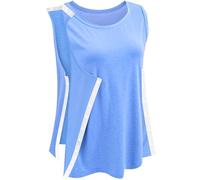 Post Shoulder Surgery for womenTank Top Adaptive Tops with Snap Closure Full Snap Access Shirt Tearaway Clothing, Blue, L