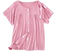 Post Shoulder Surgery Recovery Shirt with Magnetic Buttons for Women Crew Neck Tear Away Shirts for for Men(Women Pink,XX-Large)