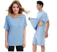 Post Shoulder Surgery Shirt Full Open Side Snap Adaptive Chemo Clothing Unisex Chest Port Access Chemo Shirt