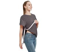 Post Shoulder Surgery Shirt, Women's Short Sleeve Shirt with Premium Snap, Chemo Clothing, Dark Gray, L
