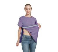 Post Shoulder Surgery Shirt, Women's Short Sleeve Shirt with Premium Snap, Chemo Clothing, Dark Purple, L