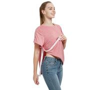 Post Shoulder Surgery Shirt, Women's Short Sleeve Shirt with Premium Snap, Chemo Clothing, Pink, L