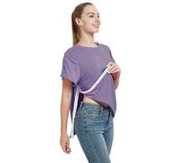 Post Shoulder Surgery Shirt, Women's Short Sleeve Shirt with Premium Snap, Chemo Clothing, Purple, XL