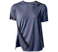 Post Shoulder Surgery Shirts for Men Women Unisex After Rotator Cuff Surgery Shirt Snap Access Recovery Hospital Shirt, Dark Blue, Medium