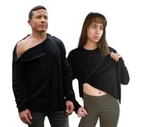 Post Shoulder Surgery Shirts for Women/Men Full Open Snap Design Recovery Clothing for Broken Arm Rotator Cuff | Unisex Fit, Black, M