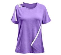 Post Shoulder Surgery Shirts for Women- Short Sleeve-Full Snap-Open Arm Shoulder Recovery Clothing Chemo Clothing, Purple（14）, S