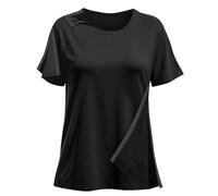 Post Shoulder Surgery Shirts for Women- Short Sleeve-Full Snap-Open Arm Shoulder Recovery Clothing Chemo Clothing, Black(04), XL