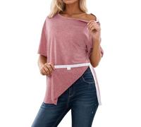 Post Shoulder Surgery Shirts for Women Tear Away 3/4 Tops After Rotator Cuff Chemo Port Adaptive Clothing Recovery Short Sleeve Convertible Off Broken Arm Ladies Soild Color Soft Velcro-Fastened Top