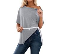 Post Shoulder Surgery Shirts for Women Tear Away 3/4 Tops After Rotator Cuff Chemo Port Adaptive Clothing Recovery Short Sleeve Convertible Off Broken Arm Ladies Soild Color Soft Velcro-Fastened Top