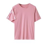 Post Shoulder Surgery Shirts for Women Tear Away Short Sleeve Tops After Rotator Cuff Shirts Chemo Port Adaptive Clothing Crew Neck Cotton T-Shirts Solid Color Blouses Pink
