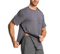 Post Shoulder Surgery Shirts, Men's Short Sleeve Shirt with Premium Snap, Chemo Clothing, Rotator Cuff Clothing After Surgery, Dark Grey, Medium