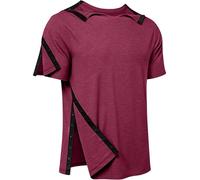 Post Shoulder Surgery Shirts Recovery Tear Away Short Sleeve Full Open Side Snap Dialysis Chemo Clothing Men & Women, Dark Red, M