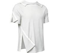 Post Shoulder Surgery Shirts Recovery Tear Away Short Sleeve Full Open Side Snap Dialysis Chemo Clothing Men & Women, White, XXL