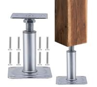 Post Support Height Adjustable, Pack of 2 Post Shoes, 100-130 mm Height, Galvanised Steel, Screw-on, Support Foot, Floor Foot, Concrete Base, Adjustable for Fences, Shelters, Carports, Pergolas