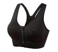 Post Surgery Bras for Women, Sports, Seamless Bra with Wide Back Support, Front Closure, Wide Straps, Non Wire, Bra for Mastectomy or Lumpectomy (UK, Alpha, Regular, Plus Size, Black XL)