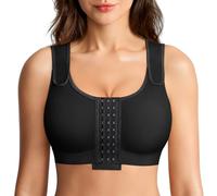 Post Surgery Compression Bras for Women Front Closure Bra with Adjustable Straps, Black, M