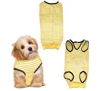Post-Surgery Dog Recovery Bodysuit - Leak-Proof Protective Suit for Dogs, Breathable Soft Elastic Fabric Comfort Suit with Adjustable Straps(L-Yellow White Stripes)