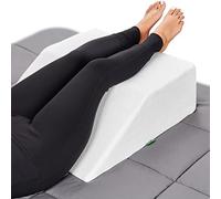 Post Surgery Elevating Leg Rest Pillow with Memory Foam Top - Best for Back, Hip and Knee Pain Relief, Foot and Ankle Injury and Recovery Wedge - Breathable and Washable Cover (White, 8 Inch Elevator)