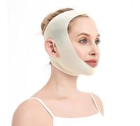 Post-Surgery Facial Compression Mask, Breathable Face Lipo Recovery Chin Strap for Facelift, Neck Liposuction, V-Line Contour(Skin color,L)