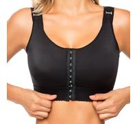 Post Surgery Recovery Bra- for Augmentation and Other Breast Procedures Compression Front Closure Wire Free by LipoExpress, Black, S