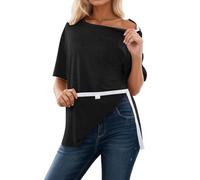 Post Surgery Shirt Women's Off Shoulder Tank Top with Button Placket Breathable Comfortable Casual Shirt Snap Open Tearaway Vest Chemo Clothing Plain Loose Tops, O Black, M