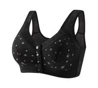 Post Surgical Bra Front Closure Cotton Mastectomy Bras with Pockets for Medium Elderly Women Wirefree Underwear Comfort Black
