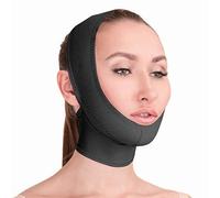 Post Surgical Chin and Neck Lifting Support and Compression Mask, Band, Strap for Women and Men - Double Chin Slimmer, Jowl Tightening Anti-Aging Facial V Shaped Garment (Beige, S) (Black, M)