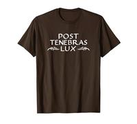 Post Tenebras Lux Roman Quote Latin Saying T-Shirt, Men, Brown, X-Large