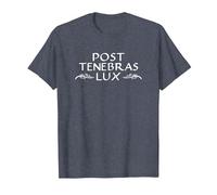Post Tenebras Lux Roman Quote Latin Saying T-Shirt, Men, Heather Blue, X-Large