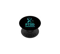 Post-Traumatic Stress Disorder PTSD Awareness Teal Ribbon PopSockets Adhesive PopGrip
