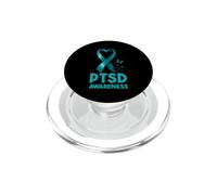 Post-Traumatic Stress Disorder PTSD Awareness Teal Ribbon PopSockets PopGrip for MagSafe