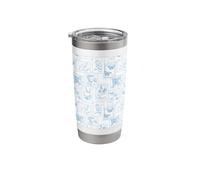Postage Stamp Pattern Butterfly Strawberry Cornflower Blue Stainless Steel Insulated Tumbler
